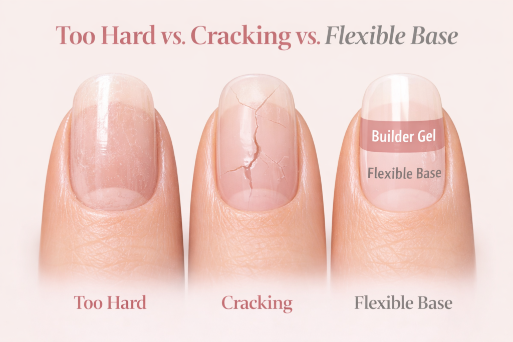 hard builder gel problems compared to flexible base layer