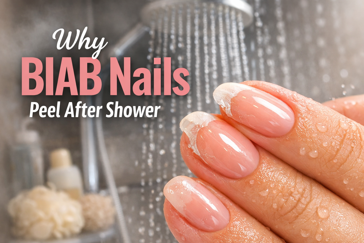 BIAB nails peeling at the free edge after shower exposure